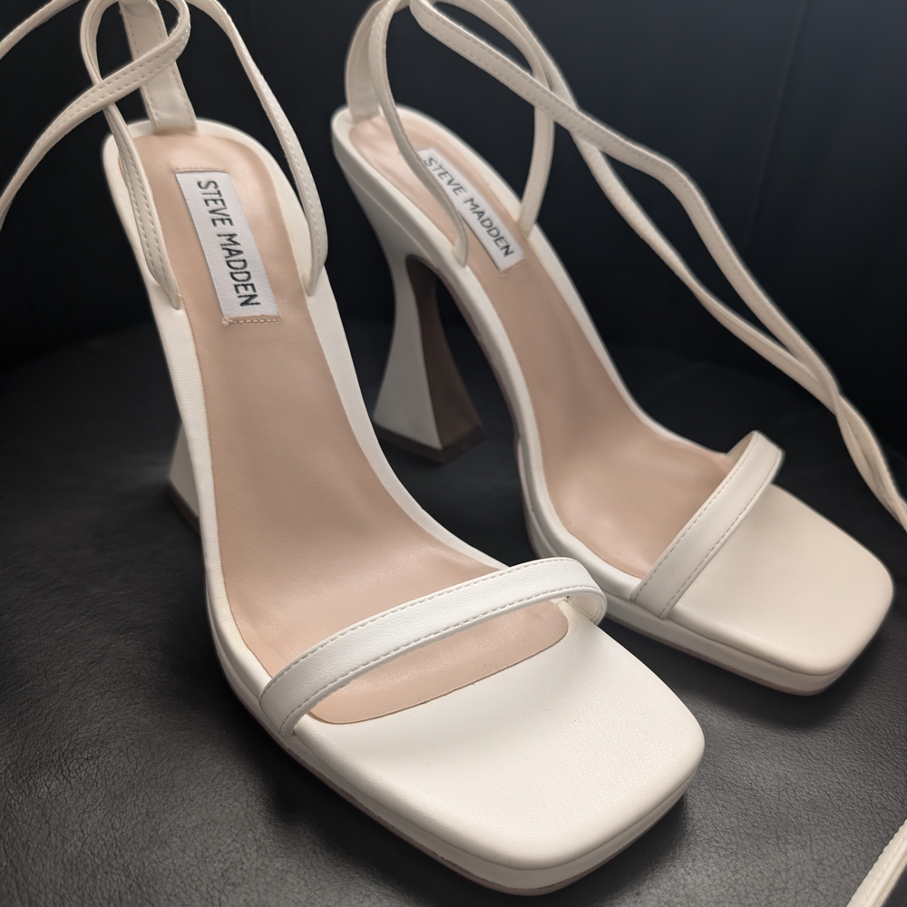 Steve Madden White Strappy Heels